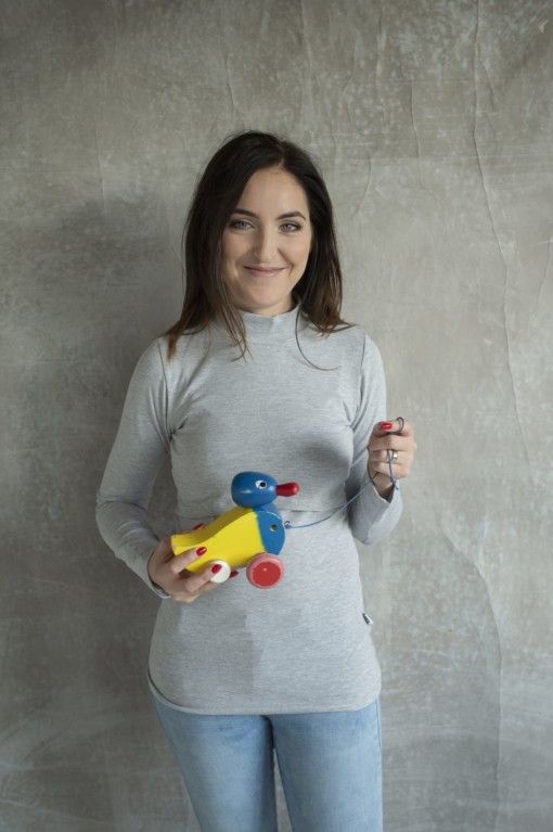 Tričko na dojčenie s dlhým rukávom so stojačikom